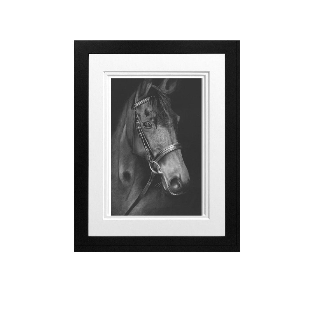 Libra_Fine_Arts_Hand_Drawn_Bunny Drawing_in_black_Frame._._A_beautiful_gift_for_horse lovers for birthday presents or christmas gifts.