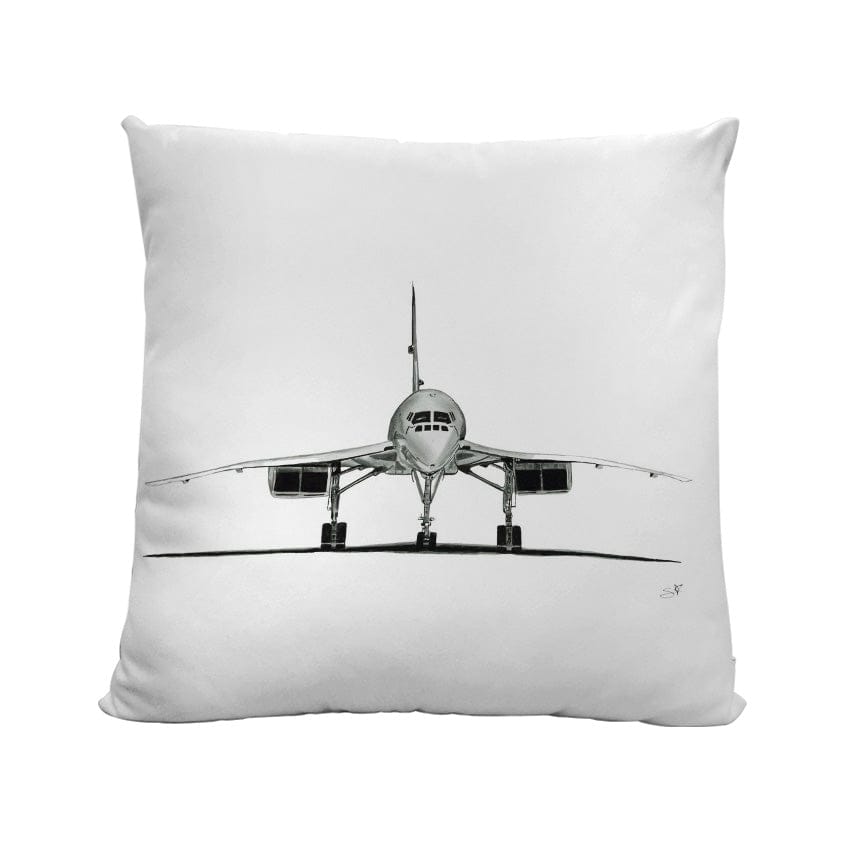 A Faux Suede Concorde Plane Cushion from Libra Fine Arts
