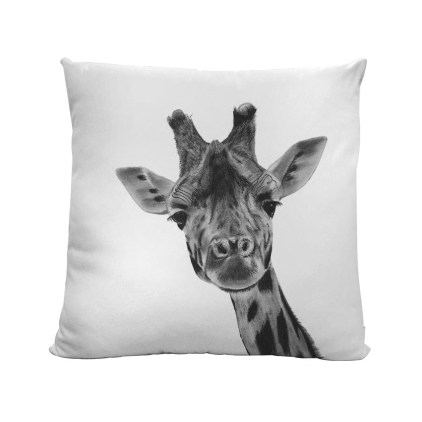 Soft faux suede cushion featuring a charming hand-drawn giraffe, perfect for nature and wildlife-inspired home décor.