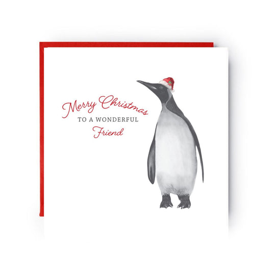 Share festive cheer with this adorable penguin Christmas card, featuring a charming hand-drawn design perfect for spreading smiles this holiday season.
