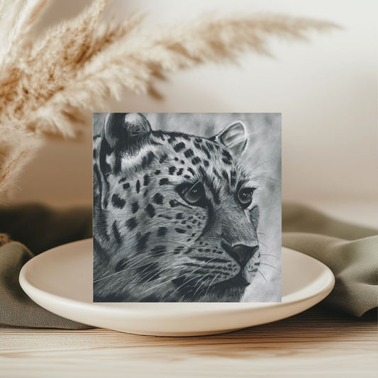 A beautifully hand-illustrated greeting card featuring Mintika the Leopard, perfect for animal enthusiasts and art lovers. Printed on high-quality, eco-friendly cardstock, it includes a matching envelope and is left blank inside for your personal message. Available at Libra Fine Arts.​

