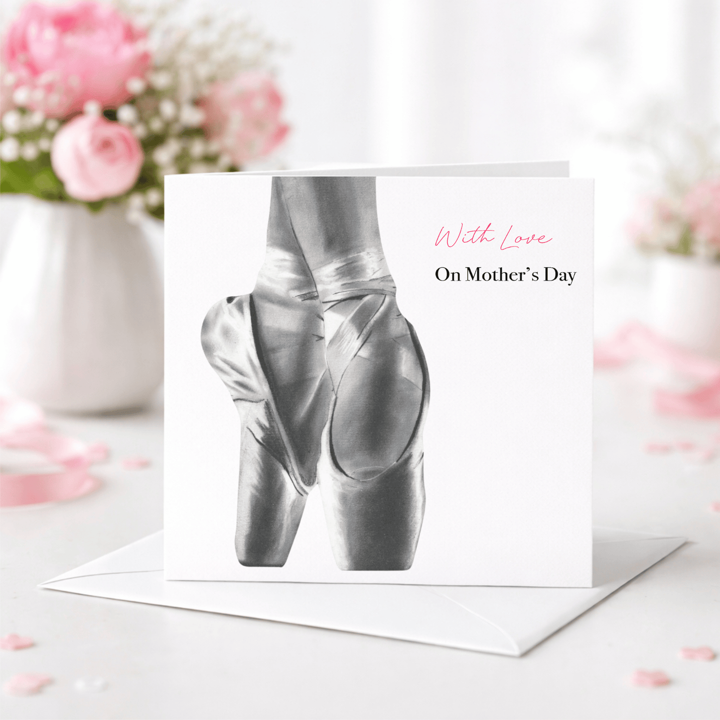 Elegant ballet themed Mother’s Day greeting card with soft feminine design