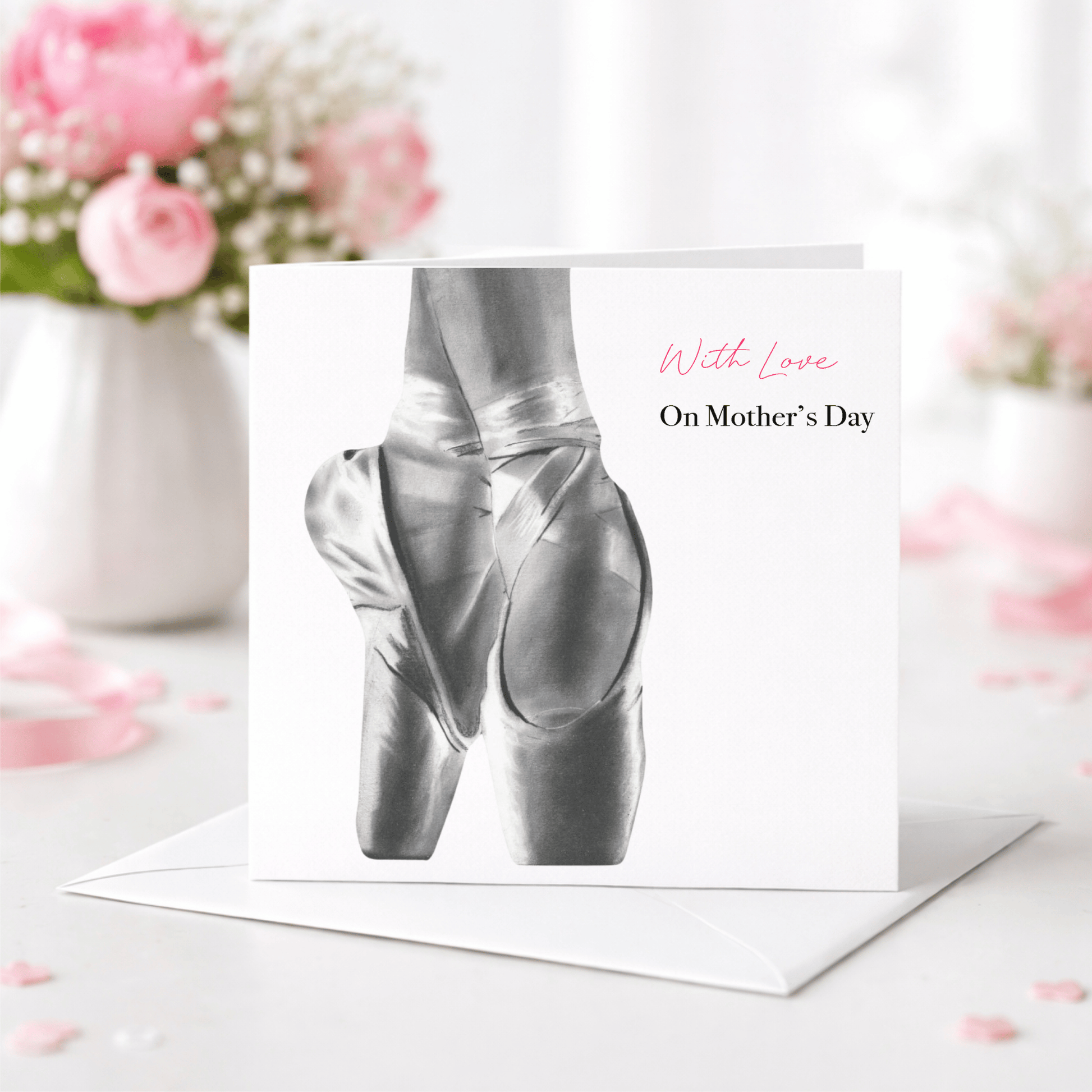 Elegant ballet themed Mother’s Day greeting card with soft feminine design