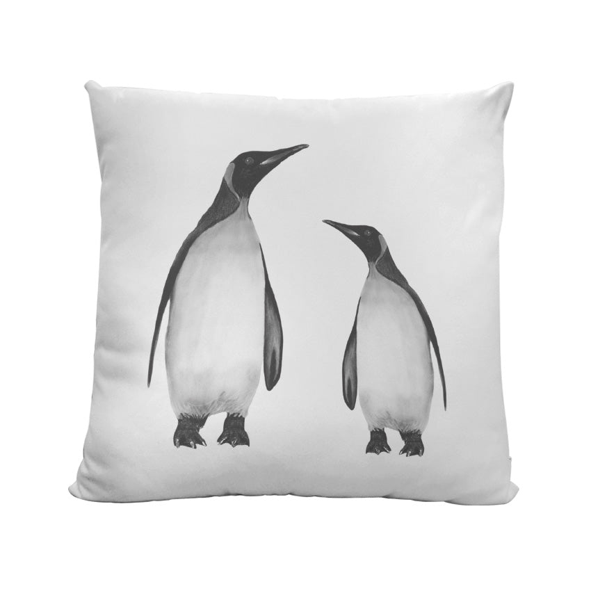 A Faux Suede Penguin and Baby Cushion From Libra Fine Arts 