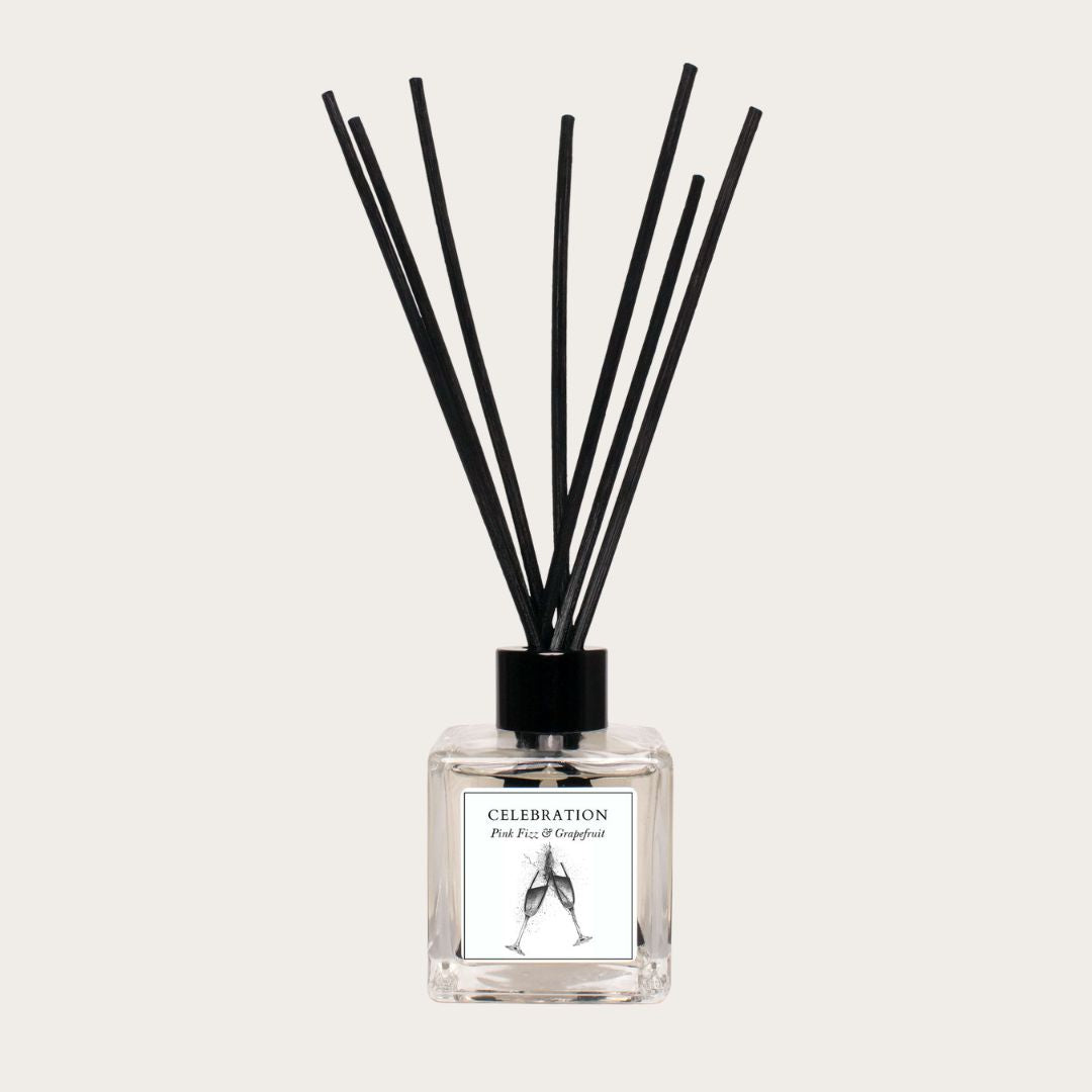 Pink Fizz Spritz Diffuser by Libra Fine Arts – A fresh, uplifting scent featuring celebratory champagne glasses toasting. A perfect birthday or wedding gift for special celebrations