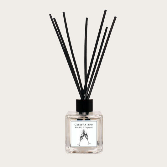 Pink Fizz Spritz Diffuser by Libra Fine Arts – A fresh, uplifting scent featuring celebratory champagne glasses toasting. A perfect birthday or wedding gift for special celebrations