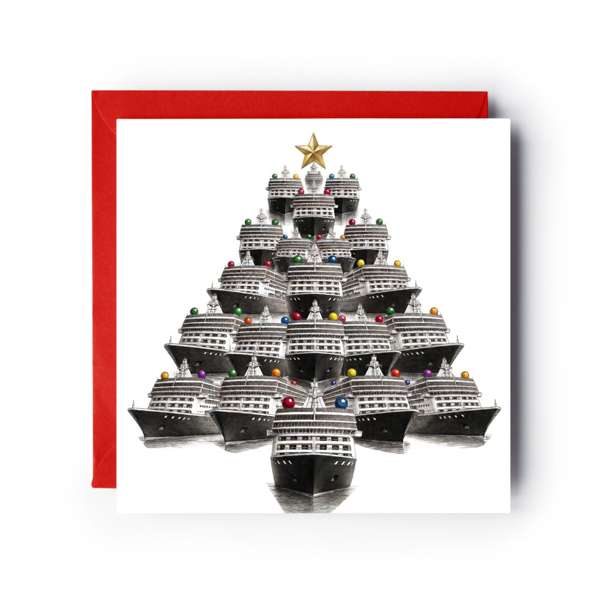 Cruise Ship Christmas Tree Greeting Card