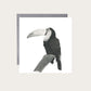 Hand-drawn Sal the Toucan greeting card with colorful tropical bird illustration.
