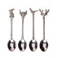 A set of 4 beautifully crafted teaspoons, each featuring a different country animal design at the handle, including a charming deer, rabbit, sheep, and duck, perfect for adding a rustic, countryside touch to your tableware collection.