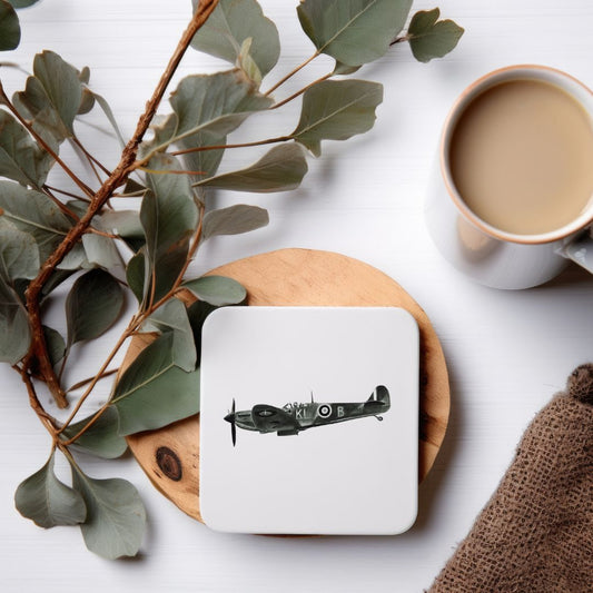 A high-quality coaster featuring a detailed hand-drawn illustration of the iconic Spitfire aircraft, perfect for aviation enthusiasts and history buffs. Made from durable materials, this coaster protects your surfaces while adding a touch of vintage aviation charm to your decor. An ideal gift for collectors and fans of military history.
