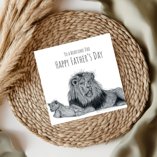 To A Roarsome Dad Father’s Day Card – A fun and quirky hand-drawn dinosaur illustration, perfect for a dad with a roaring good sense of humo