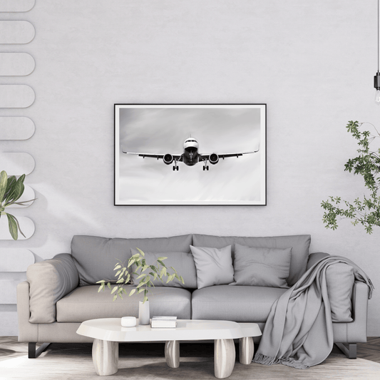 Airbus A320 landing Aircraft Print | Modern Aviation Art