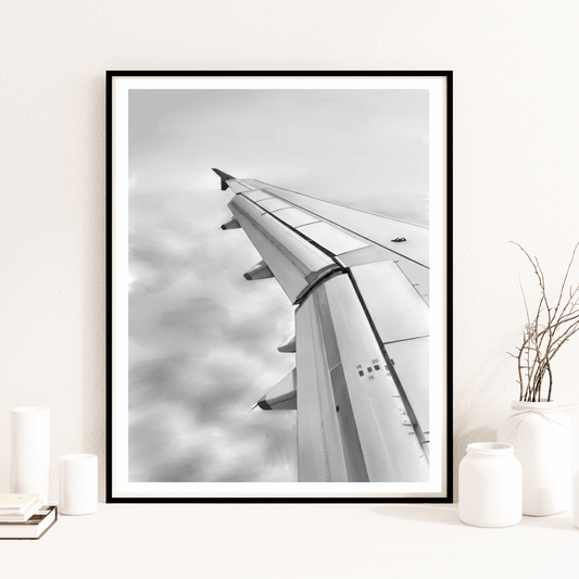 Airbus A320 landing wing Aircraft Print | Modern Aviation Art