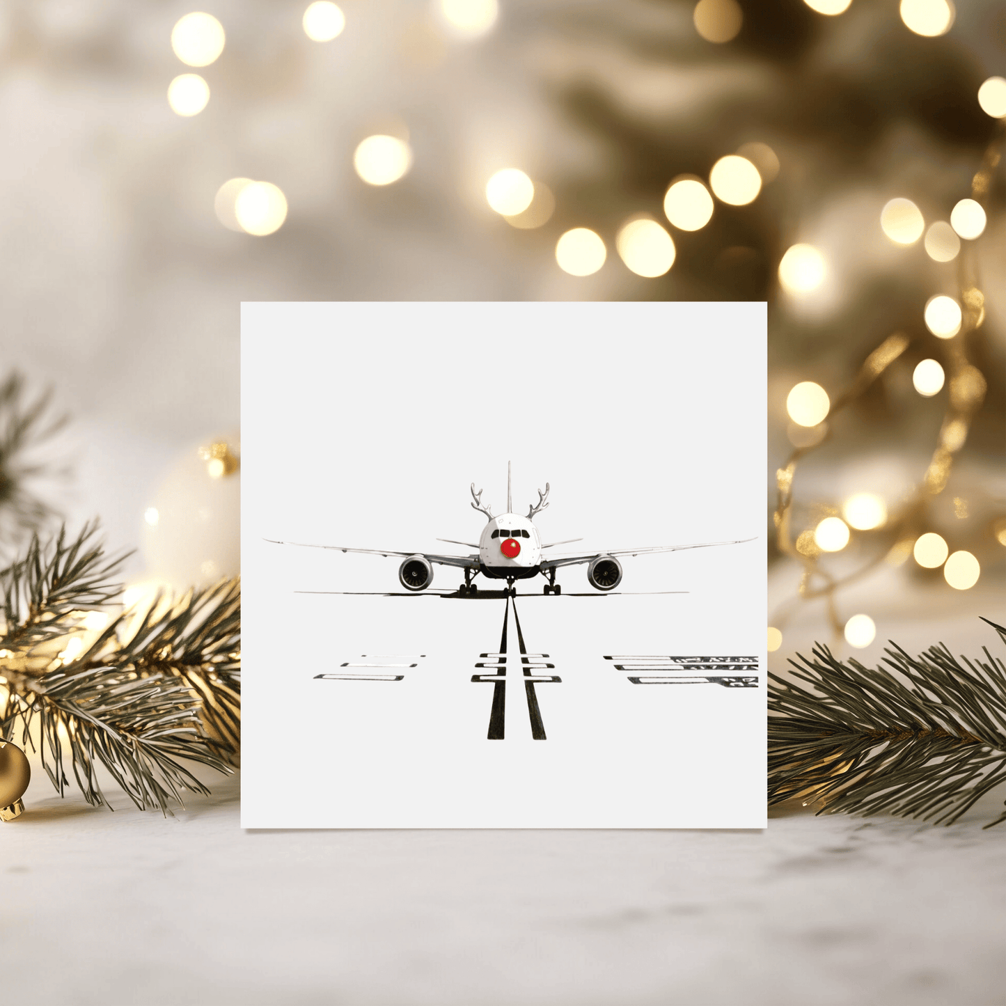 Boeing 787 Aircraft  Red Noses Christmas Card