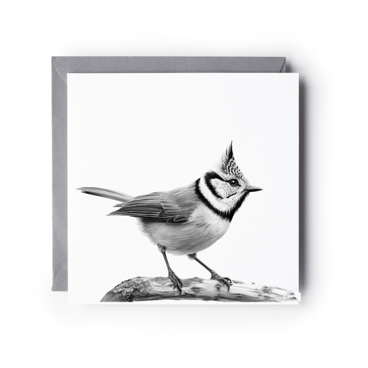 Crested Tit Hand-Drawn Greeting Card