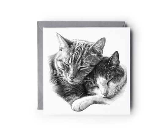 Snuggle Cats Cat Love Greeting Card