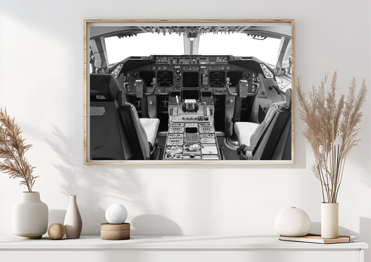 Boeing 747 Cockpit Fine Art Framed Print