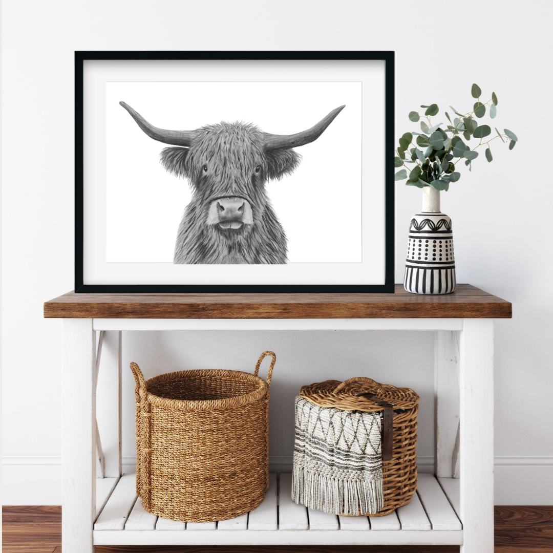 Highland Cow Print | Hand-Drawn Scottish Wildlife Art