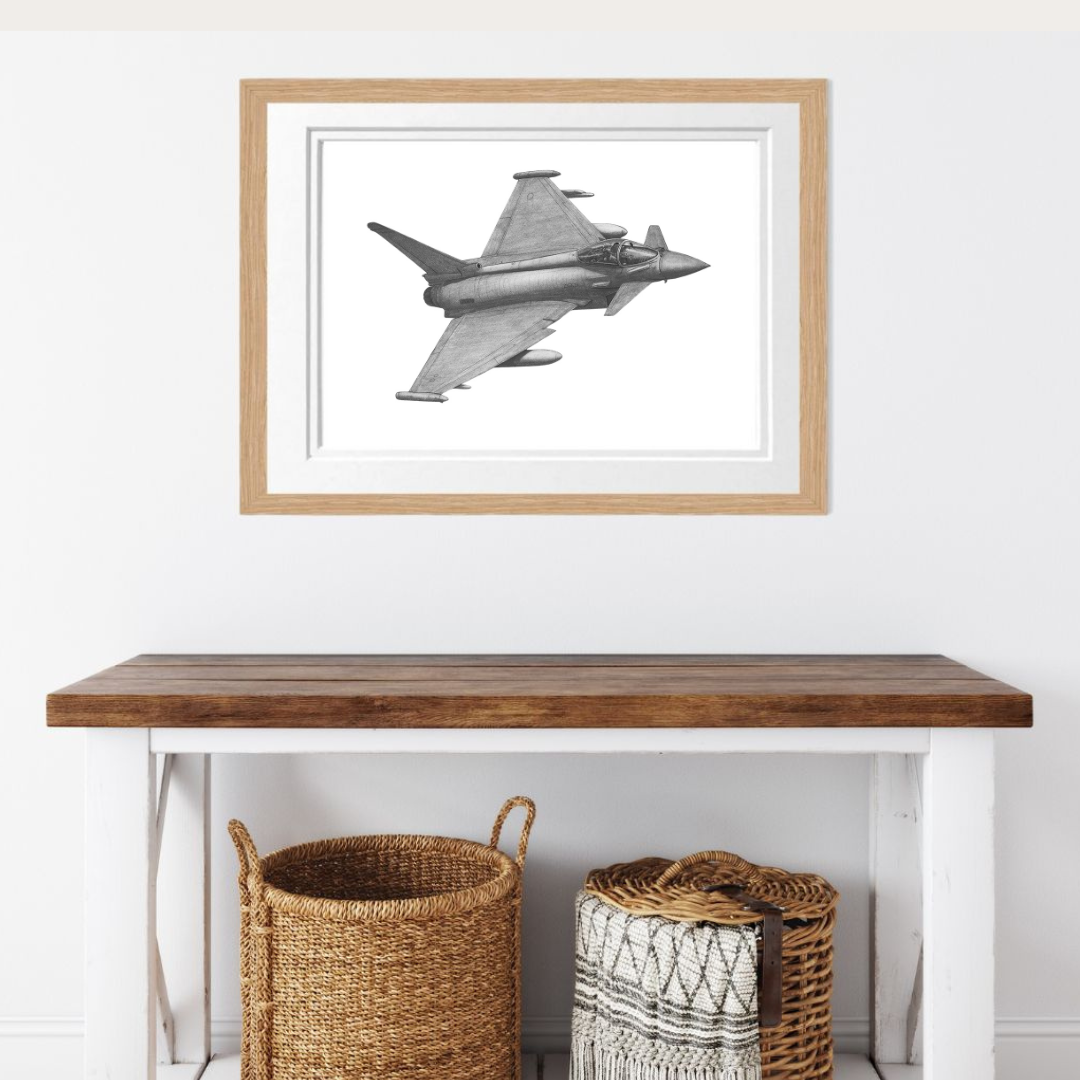 Eurofighter Typhoon Hand-Drawn Print | Modern Military Aviation Art