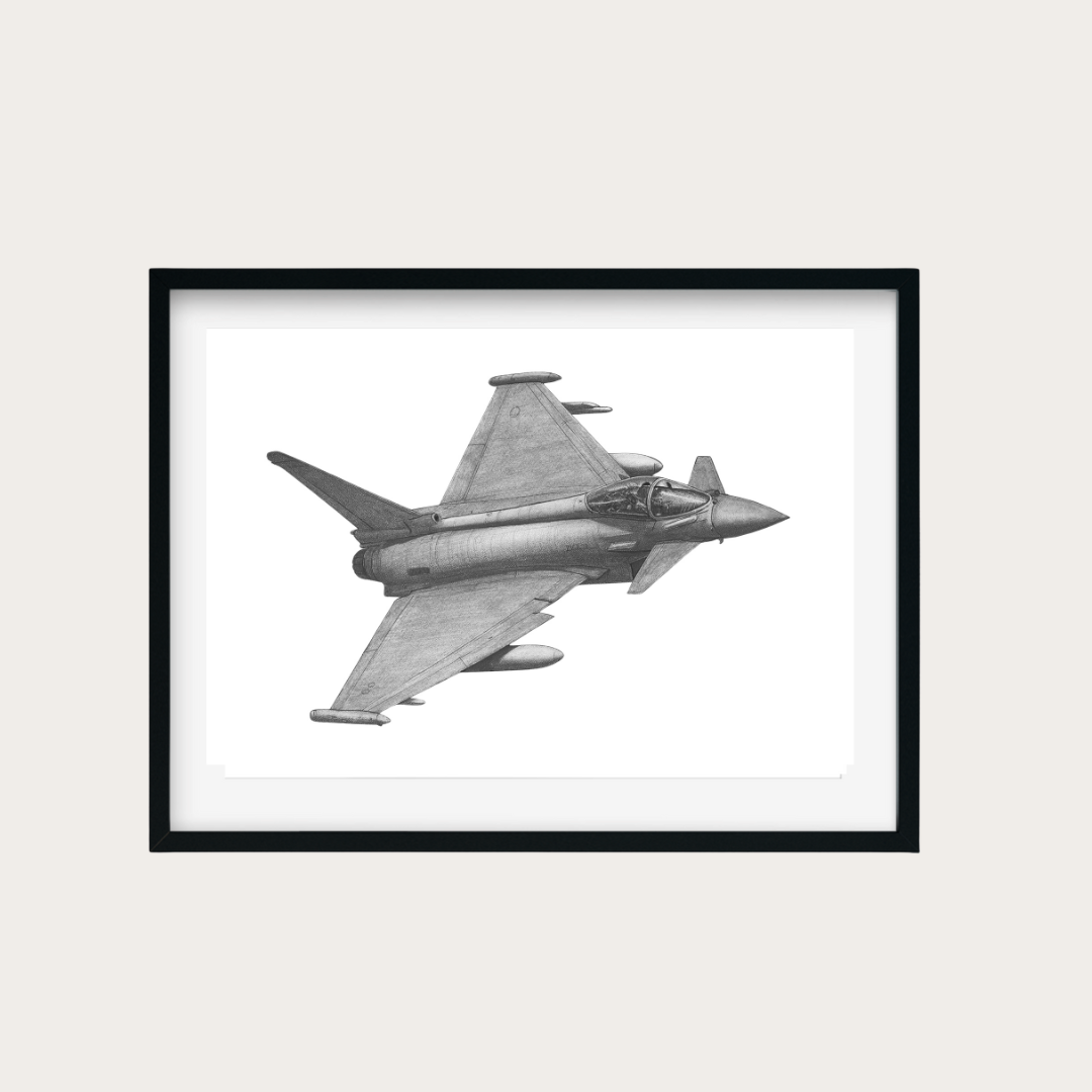 Eurofighter Typhoon Hand-Drawn Print | Modern Military Aviation Art