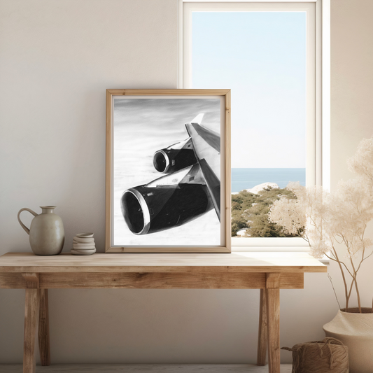 747 Aircraft Wing Fine Art Print – Iconic Aviation Illustration