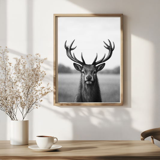 The Stag Fine Art Print – Hand-Drawn Majestic Wildlife Illustration