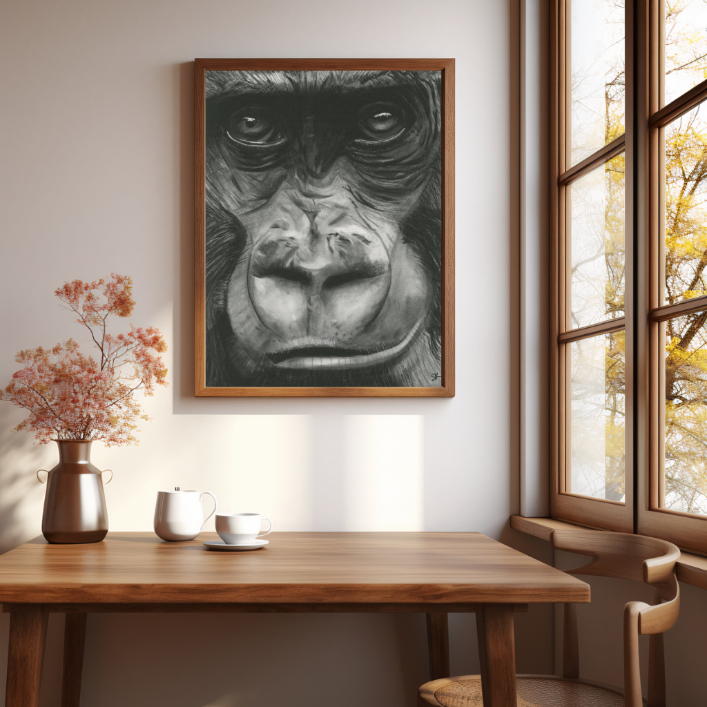 The Mountain Gorilla Fine Art Print – Exceptional Hand-Drawn Wildlife Art