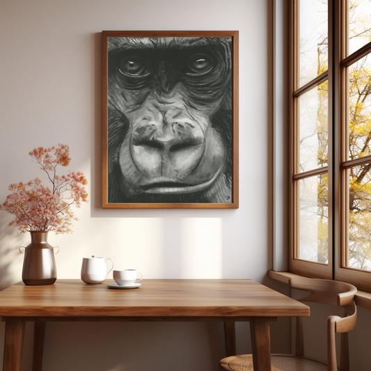 The Mountain Gorilla Fine Art Print – Exceptional Hand-Drawn Wildlife Art