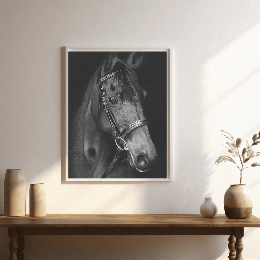 Majestic Horse Fine Art Print – Hand-Drawn Equestrian Illustration