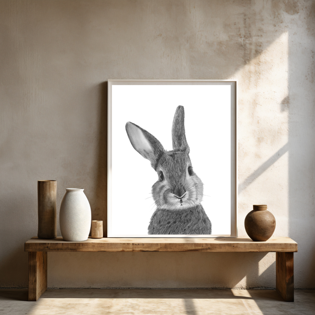 Bellatrix the Bunny Fine Art Print – Charming Hand-Drawn Wildlife Illustration