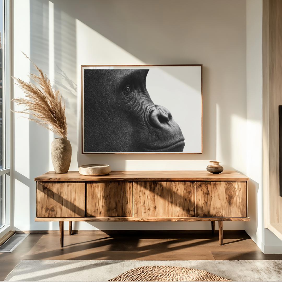 Gorilla Fine Art Print – Hand-Drawn Wildlife Drawing