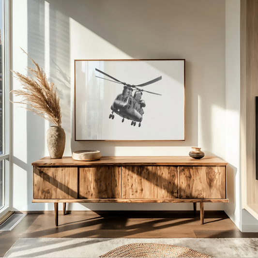 Boeing CH-47 Chinook Hand-Drawn Print | Military Aviation Art