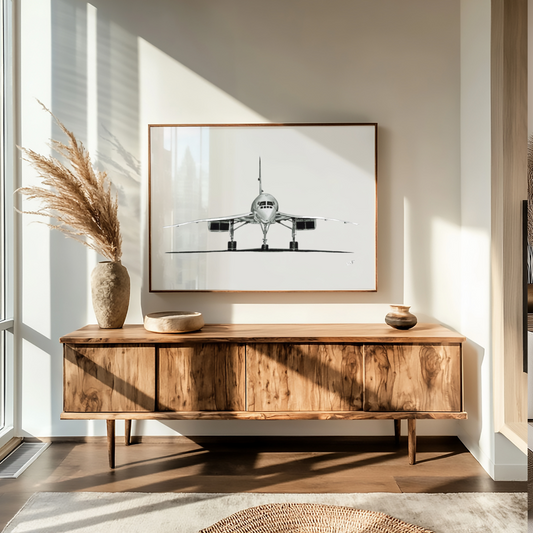 Concorde Aircraft Fine Art Print – Hand-Drawn Supersonic Plane Illustration