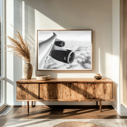 Boeing 747 Wing Drawing | Aviation Art from the Window Seat – Series 2