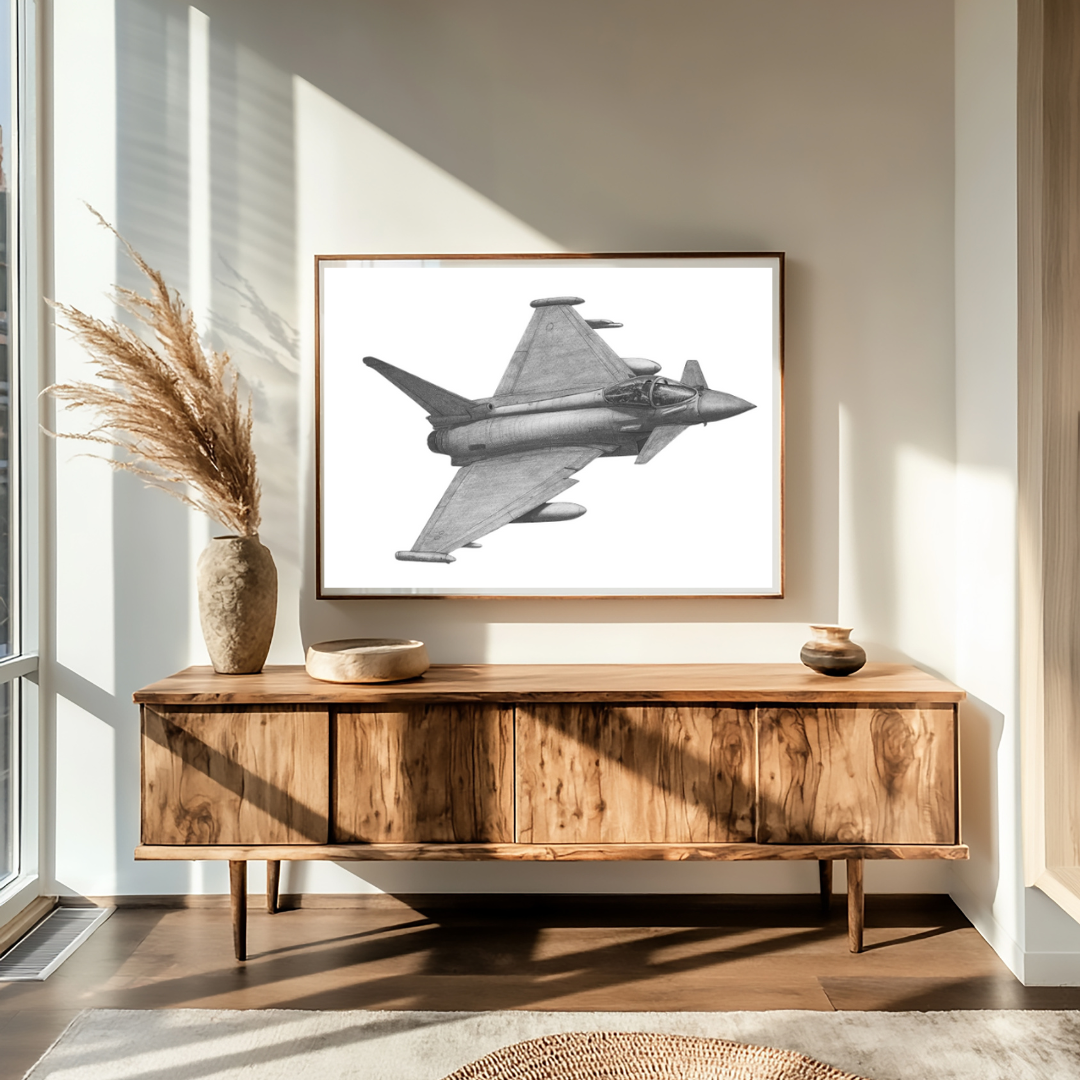 Eurofighter Typhoon Hand-Drawn Print | Modern Military Aviation Art