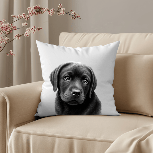 Faux Suede Labrador Cushion – Hand-Drawn Dog Lover Home Décor