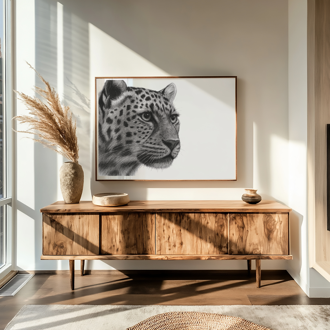 Leopard Fine Art Print – Hand-Drawn Wildlife Illustration