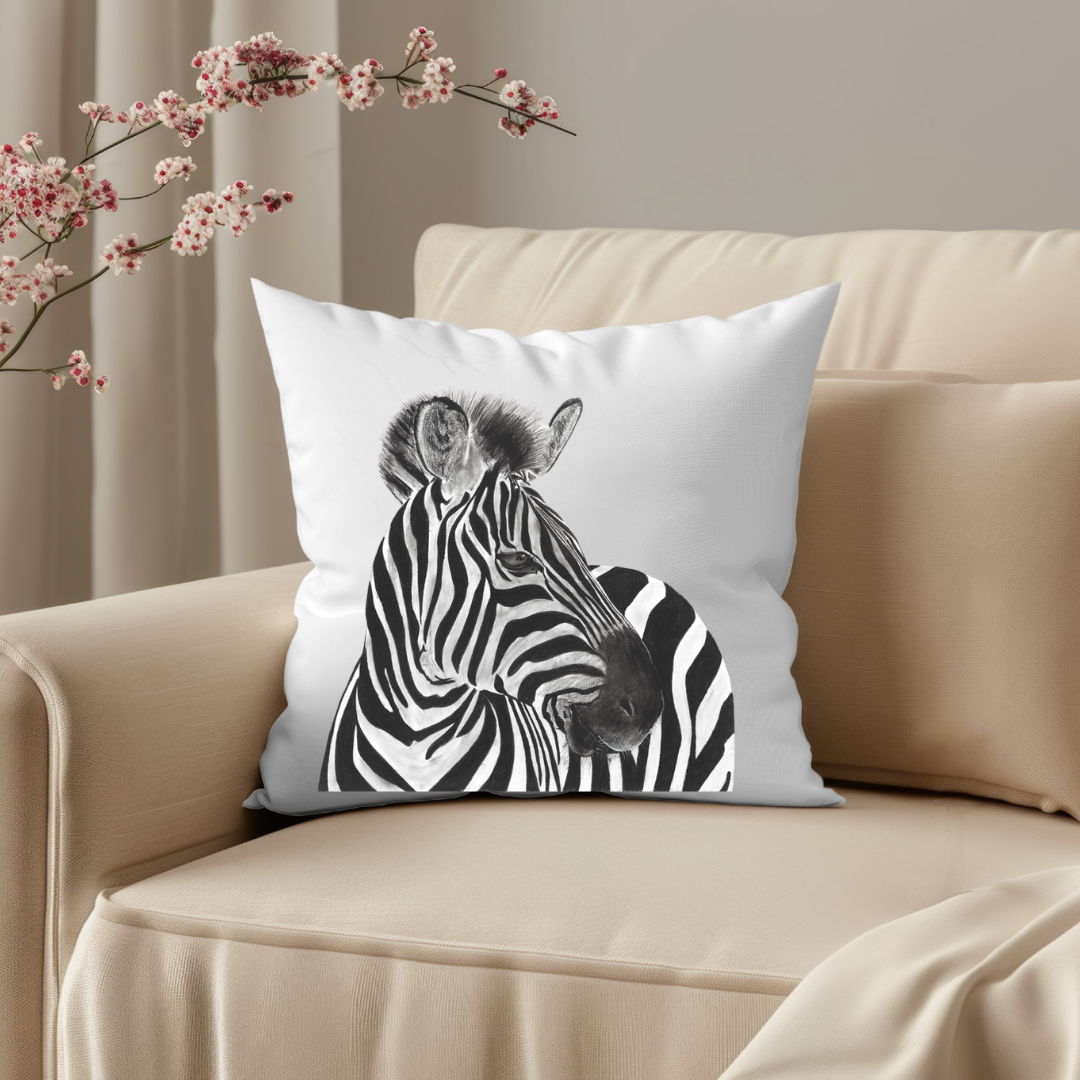 Faux Suede Zebra Cushion