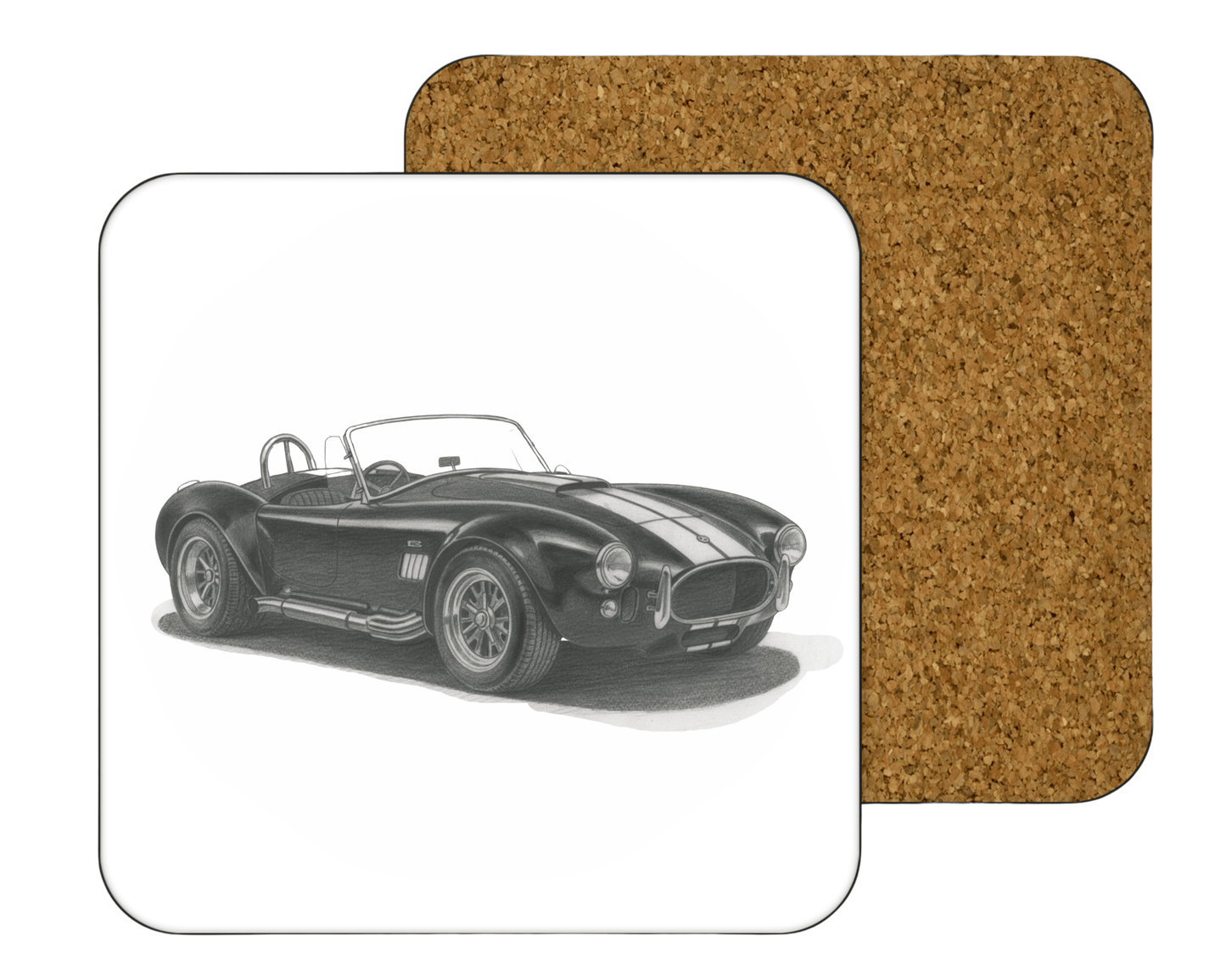 AC Cobra british classic car hand drawn drinks coaster 