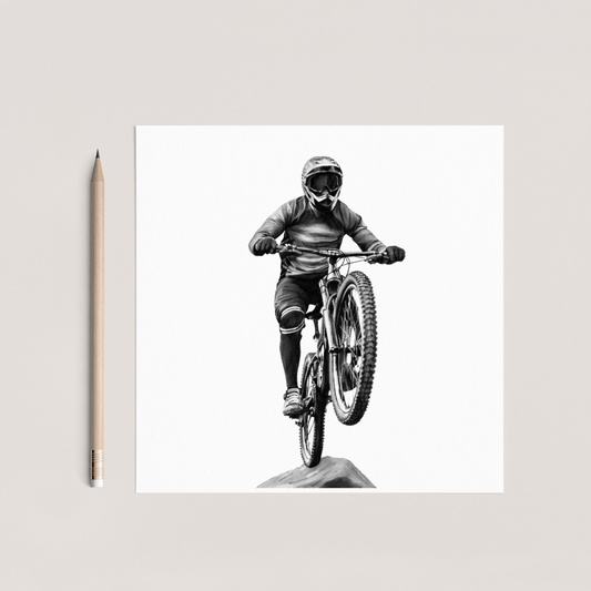 Hand-Drawn Motorbike Greeting Card – Vintage Motorcycle Illustrated Card