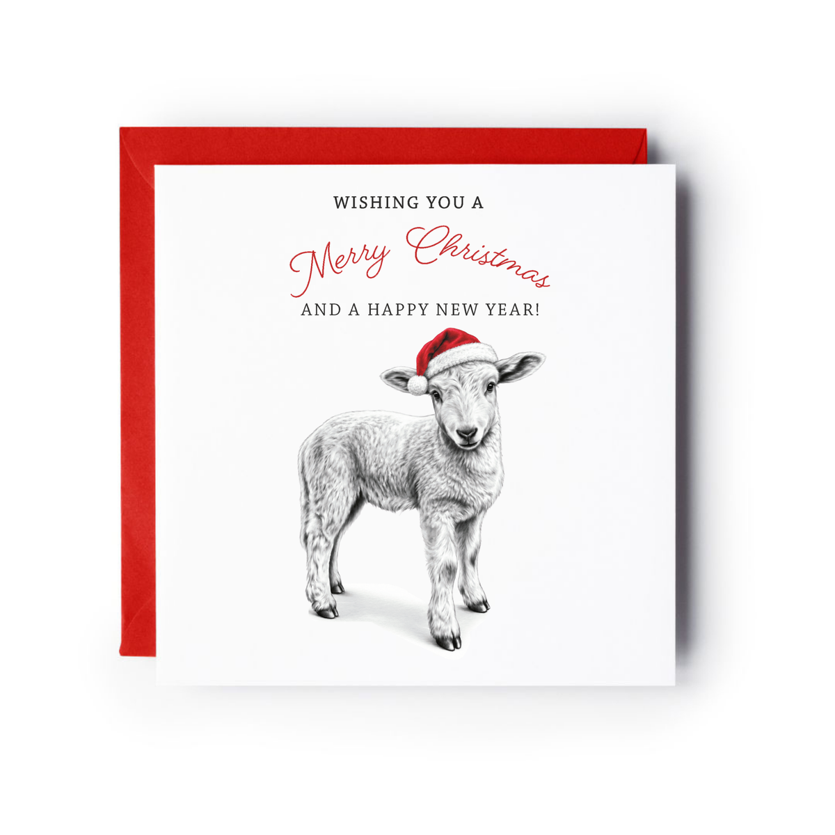 Christmas Lamb Hand Drawn Christmas Card