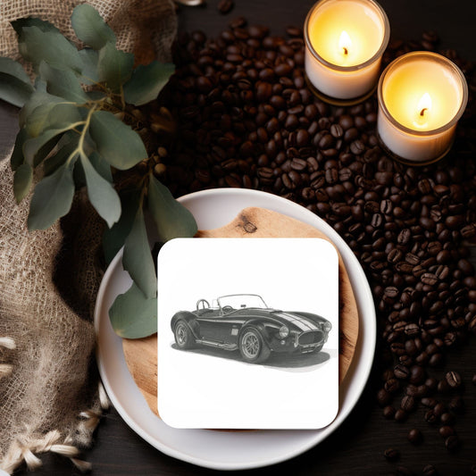 AC Cobra Inspired Drinks Coaster – Sleek Hand Drawn Automotive Art