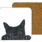 Peeking cat illustrated drinks coaster