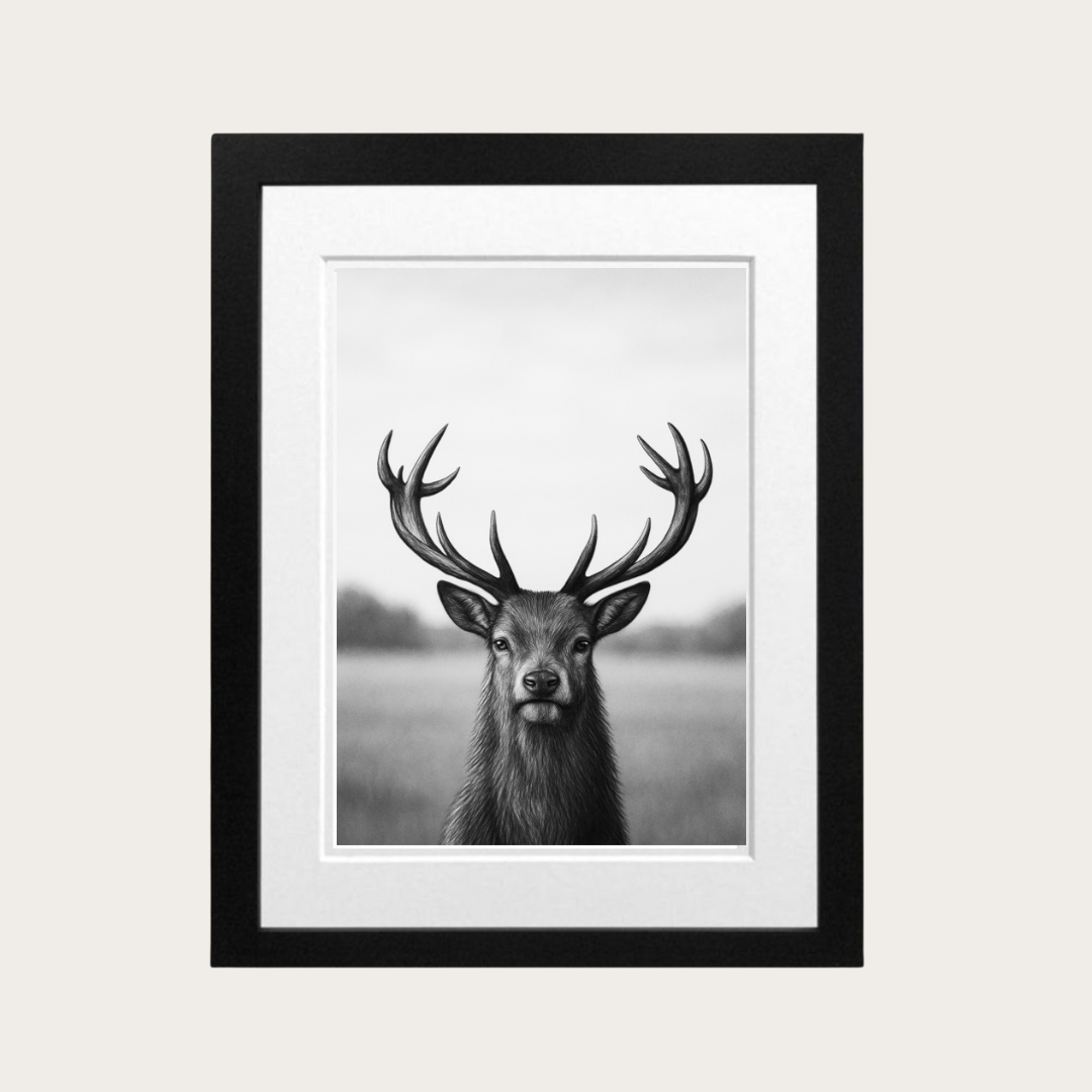 The Stag Fine Art Print – Hand-Drawn Majestic Wildlife Illustration