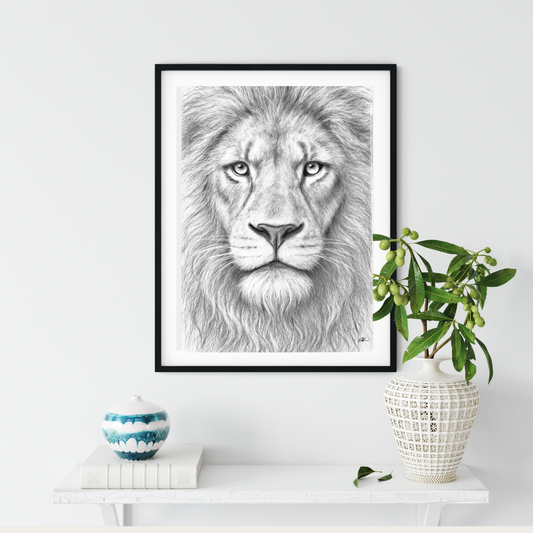 Majestic Lion Close-Up | Hand-Drawn Wildlife Artwork