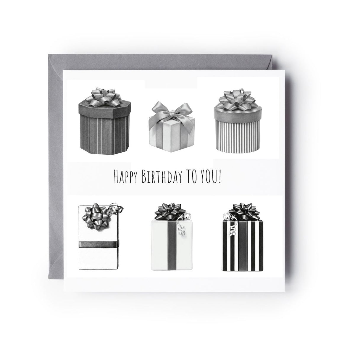 Monochrome Birthday Presents Greeting Card