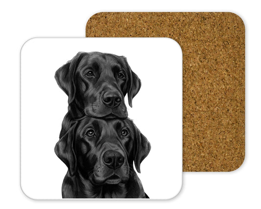 Labrador Dog Brothers Drinks Coaster – Hand-Drawn Pet Art