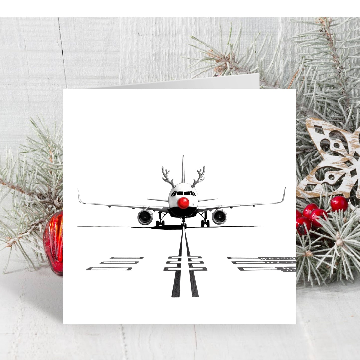 Airbus A320 Neo Red Noses Christmas Card