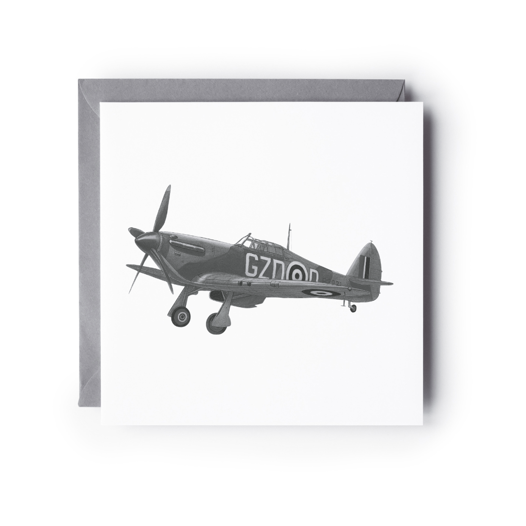 Gray vintage airplane illustration on a white background