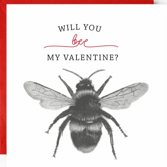 Ask someone special to be your Valentine with this adorable 'Will You Bee My Valentine' card, featuring a cute hand-drawn bee illustration. Perfect for romantic, playful Valentine’s Day messages."